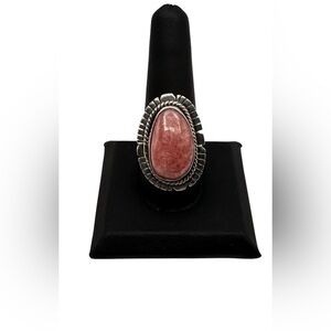 Navajo Native American Handmade Sterling Silver Pink Rhodochrosite Ring 9.75